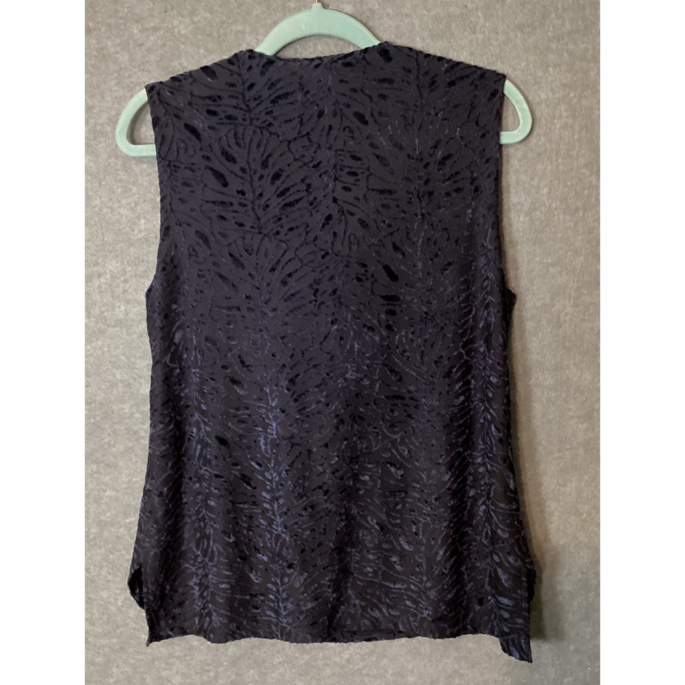 CorporateGoth Sleeveless Blouse M Elegant Burnout Velvet Cowl Neck Dark Romantic - Picture 2 of 9